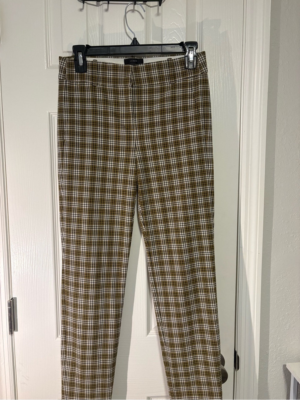 J. Crew Olive and White Plaid Trousers